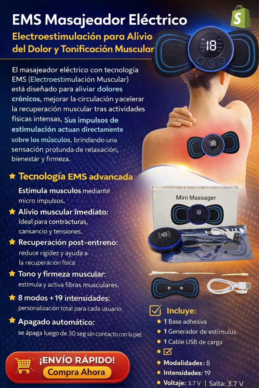 Mini Masajeador Eléctrico Portátil